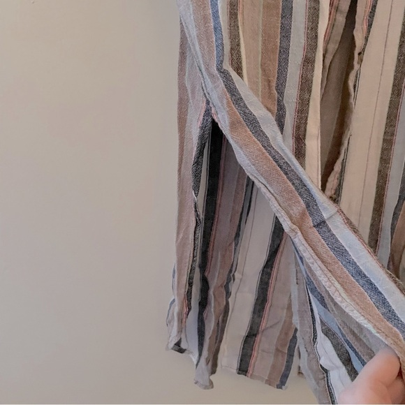 For the Republic cotton linen boho chic flowy button sleeveless tunic striped - Picture 6 of 7